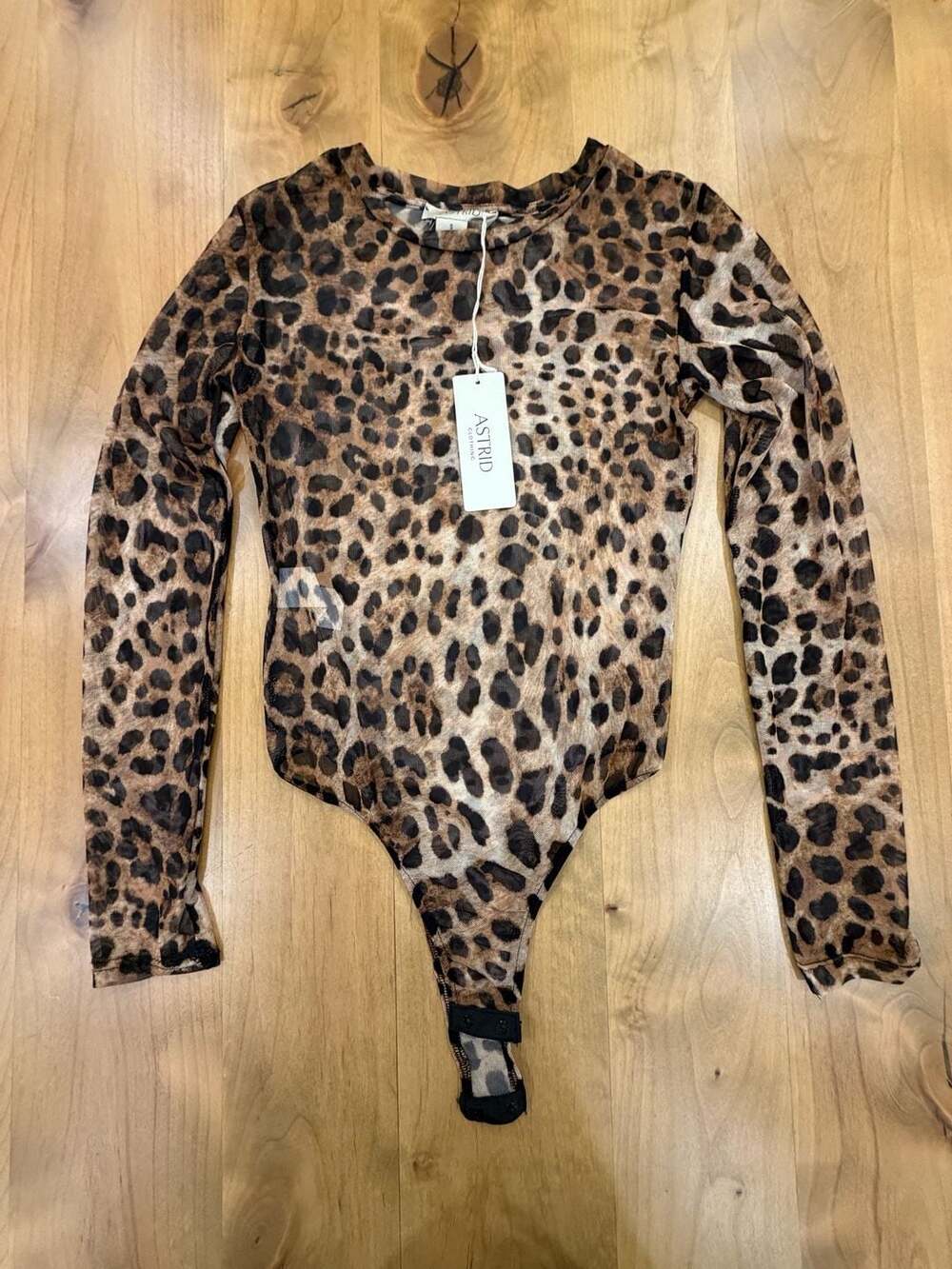 Astrid Clothing Leopard Print Mesh Bodysuit Size S